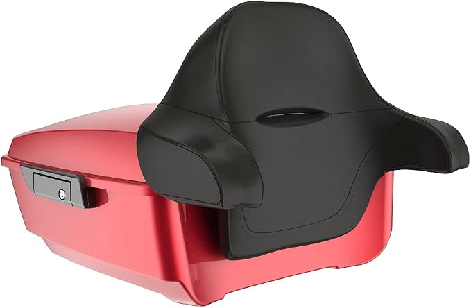 Advanblack Road Glide Tour Trunk Pack Wicked Red King Tour Trunk Pack Luggage +Wrap-Around Backrest Pad for '97-'25 Harley Touring Road King Street Glide Electra Glide CVO models