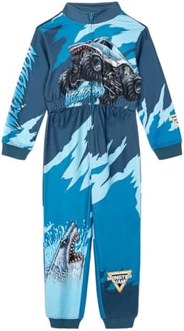 Monster Jam French Terry Racing Zip Up Coverall Infant to Big Kid Grave Digger El Toro Loco Megalodon