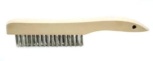 Benchmark Abrasives 10" Shoe Handle Wire Scratch Brush Wooden Handle for Cleaning, Removing Rust, Paint, Corrosion, Multi-Purpose Wire Brush - 12 Pack (Stainless Steel)