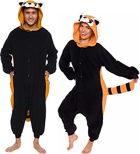 Funziez! Adult Onesie Halloween Costume Animal Dinosaur Shark Unisex Plush One Piece Cosplay Suit for Adults, Men and Women