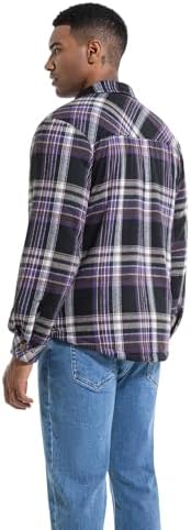 Men's Sherpa Cotton Flannel Shirt Jacket Plaid Button Coat Pocket