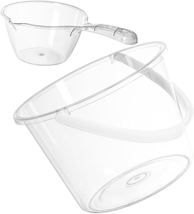 PRETYZOOM 1Set Large Capacity Plastic Bucket with Handle and Scoop Versatile Water Holder for Gardening Home and Kitchen Use Transparent Foot Bath and Wash Basin