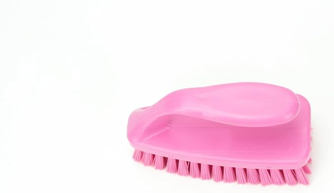 SPARTA Scrub Brush with Iron Shaped Handle and Stiff Bristles, Heavy Duty Scrubber Brush for Kitchen, Bathroom, Shower, Tile, Sink, Carpet and Bakepans, Polypropylene, 6 Inches, Pink, (Pack of 6)