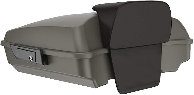 Advanblack Road Glide Tour Trunk Pack Industrial Gray Denim Razor Tour Trunk Pack Backrest Pad for '97-'25 Harley Touring Road King Street Glide Electra Glide CVO Models
