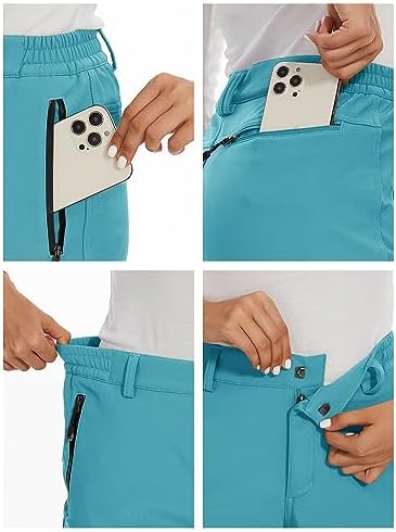 MAGCOMSEN Women's Fleece Lined Waterproof Insulated Snow Ski Pants Winter Warm Hiking Pants Outdoor Softshell