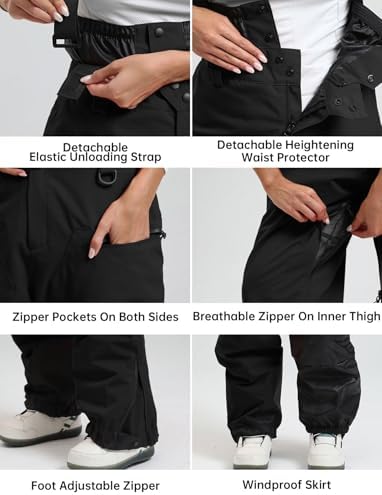 Mens Womens Baggy Snowboard Bibs Waterproof Insulated Ski Pants