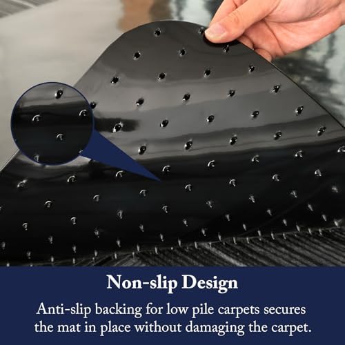 Desk Chair Mat for Low Pile Carpets, 36"x48" T-Shape，Black