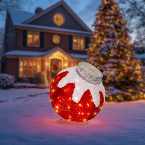 2 Pcs Lighted Outdoor Christmas Ornaments, 160 LEDs, Red and Green