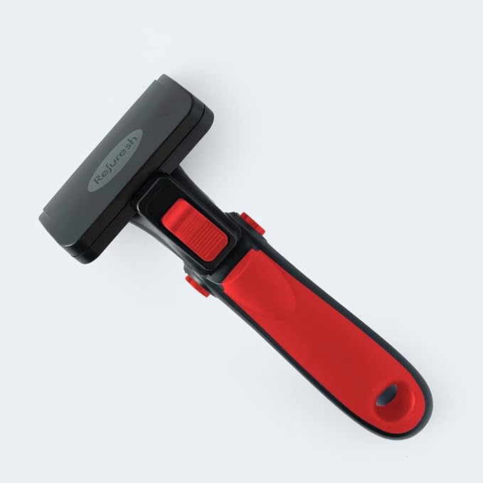 Deshedding Dog Brush for Short/Medium Hair (Medium,Red) – Gentle Deshedding Tool for Dogs & Cats – Reduces Shedding, Without damaging Topcoat. Removes Loose Fur & Dead Undercoat.