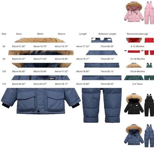 Toddler Heavyweight 2 Piece Snowsuit Girls Boys Bib Overalls Puffer Jackets