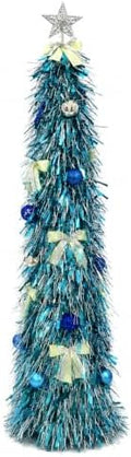 Christmas Tree 5FT Artificial Xmas Decor Pop Up with Decoration Blue-Silver