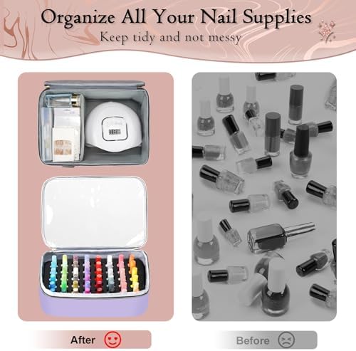 YOREPEK XL Nail Polish Organizer Holds 96 to 100+ Bottles, Lavender Purple