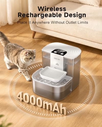 Heated Cat Water Fountain No Filters,4.5L Wireless Automatic Pet Fountain