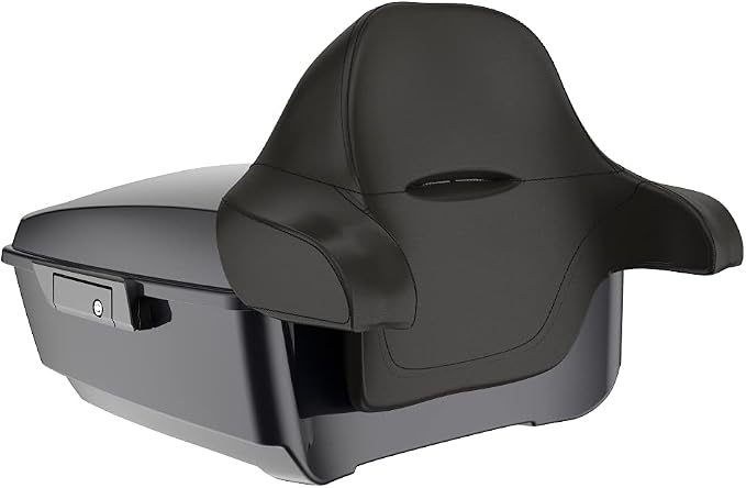 Advanblack Road Glide Tour Trunk Pack Black Pearl King Tour Trunk Pack Luggage + Wrap-Around Backrest Pad for '97-'25 Harley Touring Road King Street Glide Electra Glide CVO models