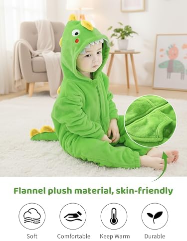 LOLANTA Boys' Girls' Dinosaur Shark Costume Flannel Jumpsuits Animal Onesie