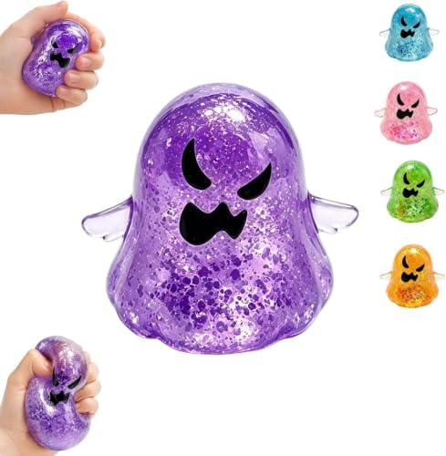 Halloween Spooky Super Soft Stress Balls | Squishy Sensory Squeeze Toy Relief Fidget Gift for Women Men Horror Holiday & Birthday Gift Party Favor(Purple)