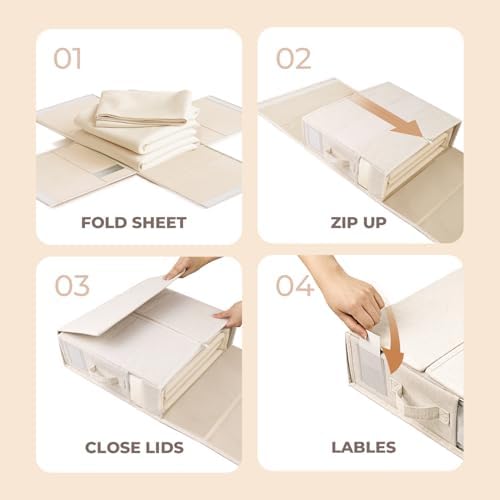 Cotton Linen Sheet Organizers and Storage, 8Pack Off-White