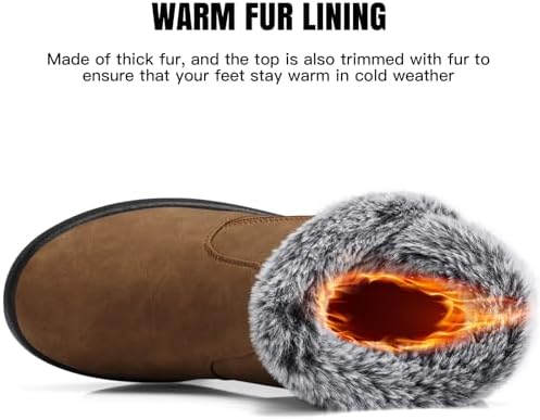 SHIBEVER Winter Snow Boots for Women: Waterproof Ankle Warm Fur Lined Boot