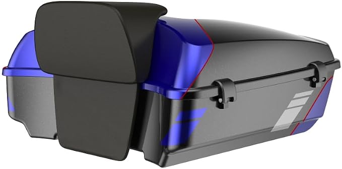 Advanblack 2025 RG Tour Trunk Pack Blue Streak Chopped Tour Trunk Pack Backrest Pad for '97-'25 Harley Touring Road King Street Glide Electra Glide CVO models