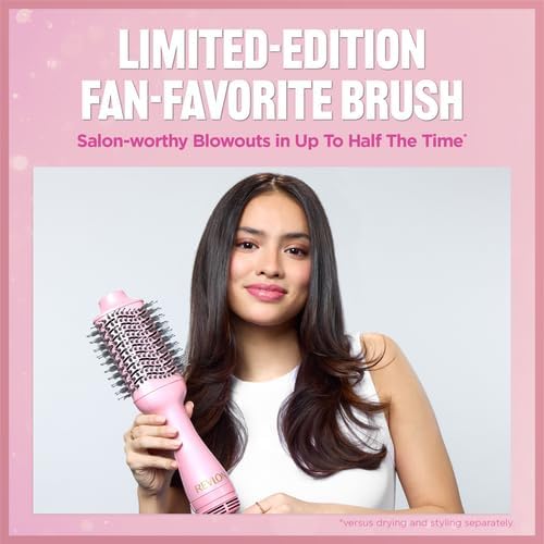 REVLON One-Step Volumizer Hair Dryer and Styler for Easy Salon-Style Blowouts, Revlon Blow Dry Brush for All Hair Types and Lengths, 10th Anniversary Pink Fizz (Limited Edition)