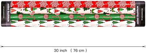 WRAPAHOLIC 30 Inch Christmas Wrapping Paper Roll - Jumbo Roll Red, Green and Pink Christmas Gnome Elf Holiday Collection - 4 Rolls - 30 Inch x 120 Inch Per Roll