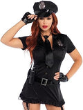 Leg Avenue Women's 6 Pc Dirty Cop Costume With Dress, Hat, Gloves, Belt, Tie, Toy Walkie Talkie