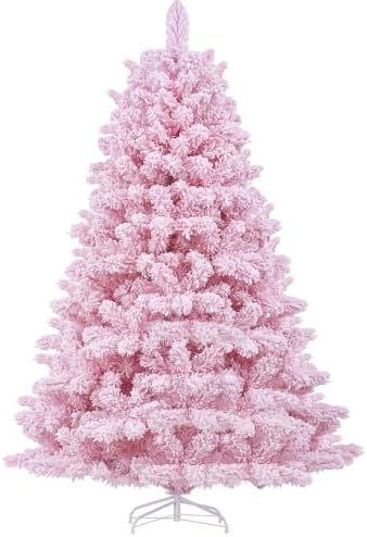 CASA CLAUSI 6ft Artificial Christmas Tree Unlit Pine Xmas Tree,Flocked Pink