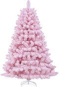 CASA CLAUSI 6ft Artificial Christmas Tree Unlit Pine Xmas Tree,Flocked Pink