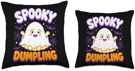 Halloween Ghost Spooky Squishy Kawaii Dumpling Cute Funny Throw Pillow