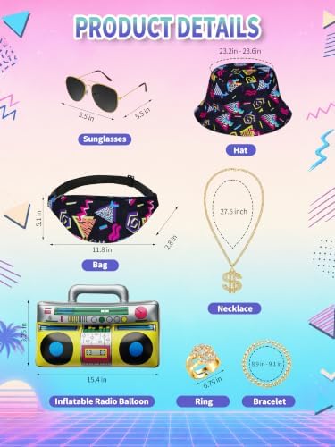 SOMSOC 80s 90s Hip-Hop Tracksuit Costume Set for Men Halloween Party
