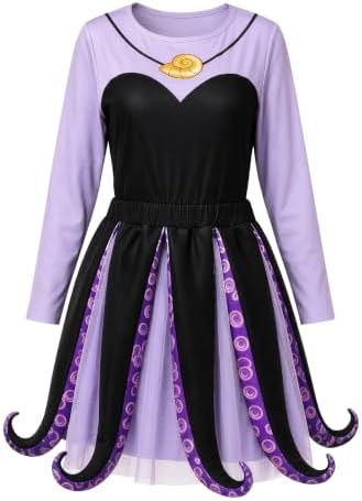 AOBUTE Adult Halloween Octopus Costume Set Plus Size Purple Tentacle Dress