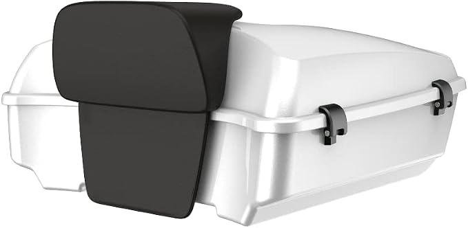 Advanblack Road Glide Tour Trunk Pack White Hot Pearl Chopped Tour Trunk Pack Backrest Pad for '97-'25 Harley Touring Road King Street Glide Electra Glide CVO models