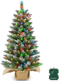 Timer - 3FT Artificial Mini Christmas Tree, Snowy Tabletop Christmas Tree