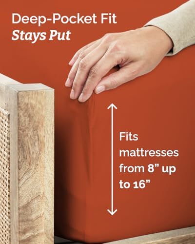 Twin XL Size 3 Piece Sheet Set - Breathable & Cooling Sheets - Terracotta