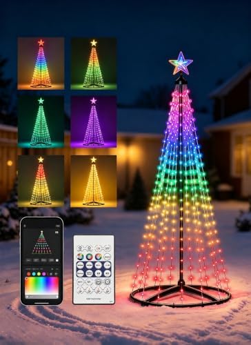 oneup 6FT Christmas Cone Tree Light,Smart RGB Light with App & Remote