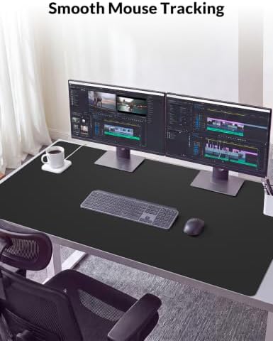 Leather Desk Mat 55" x 24", Non-Slip Waterproof PU Leather Desk Pad Protector, Large Mouse Pad & Writing Mat for Office, Home, Laptop and Keyboard, Black
