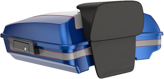 Advanblack Road Glide Tour Trunk Pack Bright Billiard Blue/Billiard Gray Razor Tour Trunk Pack Backrest Pad for '97-'25 Harley Touring Road King Street Glide Electra Glide CVO Models