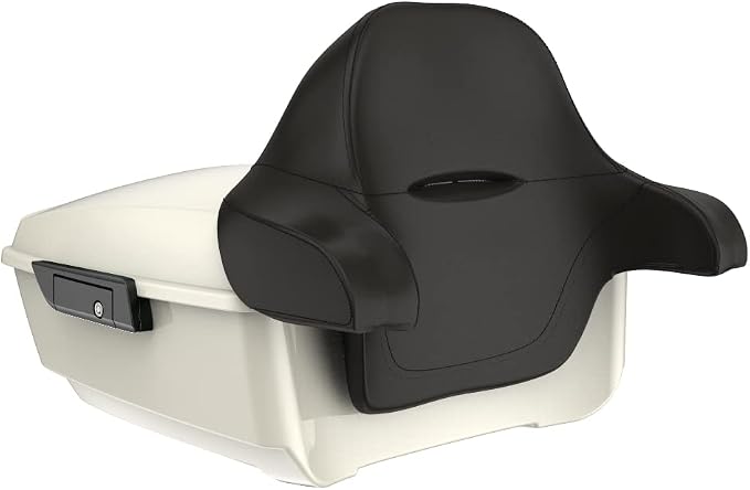 Advanblack Road Glide Tour Trunk Pack Birch White King Tour Trunk Pack Luggage +Wrap-Around Backrest Pad for '97-'25 Harley Touring Road King Street Glide Electra Glide CVO models