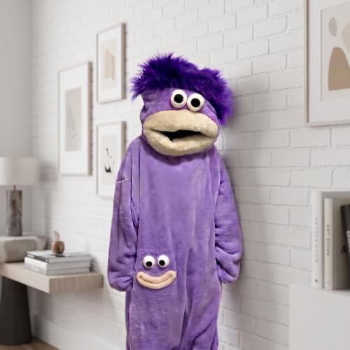 Adult Big Mouth Monster Onesie with Giant Comb, Funny Halloween Cosplay Outfit for Christmas Party Sleepwea