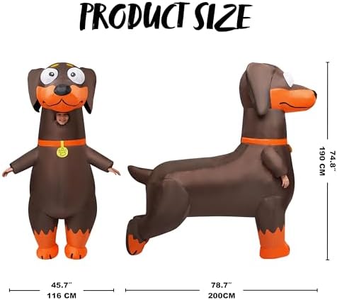 Spooktacular Creations Inflatable Dachshund Costume for Kids, Blow Up Dog Costume, Inflatable Dog Suit for Halloween Party