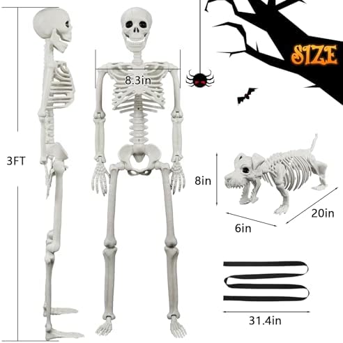 Lighted Human & Dog Skeleton Halloween Decorations Outdoor/Indoor