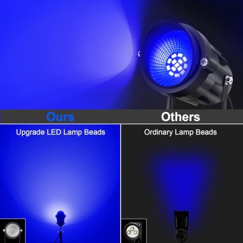 Halloween Blue Landscape Lights Outdoor, 14 LED Landscape Lighting with US Plug, IP65 Waterproof Spotlights for Tree Yard Garden Pathway Christmas Decor 8 Pack