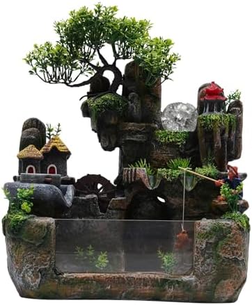 110V 3.5W LED Desktop Fountain Waterfall Bonsai Tabletop Decor