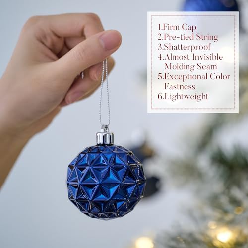 Valery Madelyn Christmas Tree Decorations Ornament Set, 50ct 2 Inches Navy Blue Shatterproof Christmas Ball Ornaments Hanging Xmas Holiday Party Decor
