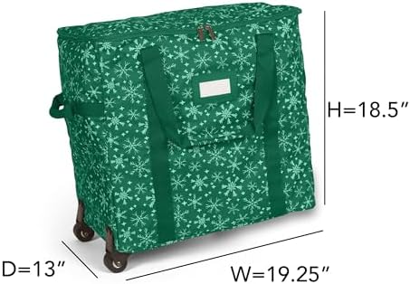 Covermates Rolling Adjustable Ornament Storage Bag, 19.25"W x 13"D x 18.5"H