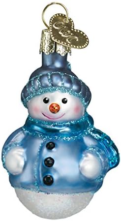 Old World Christmas Mini Snowman Set Glass Blown Ornament for Christmas Tree, Handcrafted Holiday Decoration, Set Collection