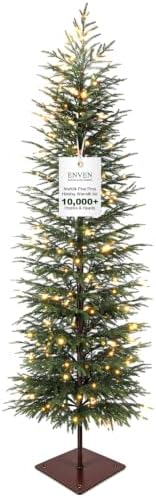 7FT Norfolk Pine Christmas Tree, Pre-Lit 240 LED Lights with 8 Modes, Real-Touch PE Material, Family & Pet Friendly, Heavy-Duty Weighted Base for Home Office Patio Christmas Decor