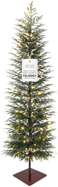 7FT Norfolk Pine Christmas Tree, Pre-Lit 240 LED Lights with 8 Modes, Real-Touch PE Material, Family & Pet Friendly, Heavy-Duty Weighted Base for Home Office Patio Christmas Decor