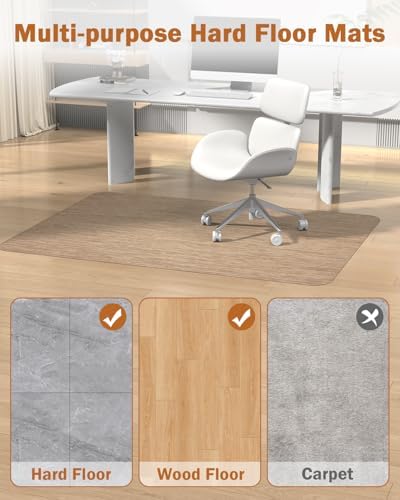 Blvornl Office Chair Mat for Hardwood Floor, 45"*53.1" Desk Computer Chair Mat, Large Anti-Slip Hard Floor Protector, PVC Mat Desk Rug for Office and Home, Red Brown
