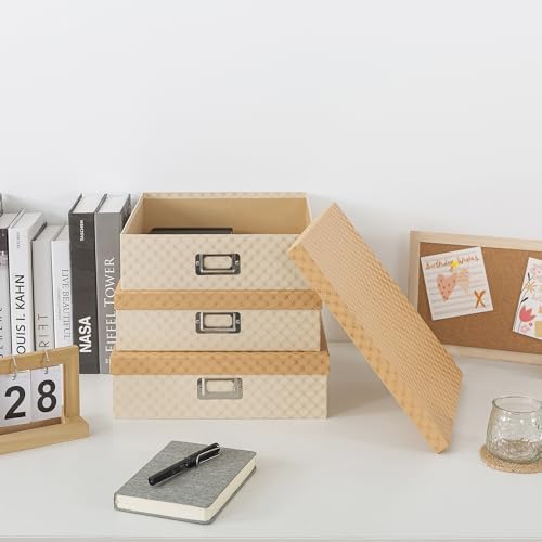 Soul & Lane - Geometric Check Scrapbook Storage Boxes with Lids, Set of 3